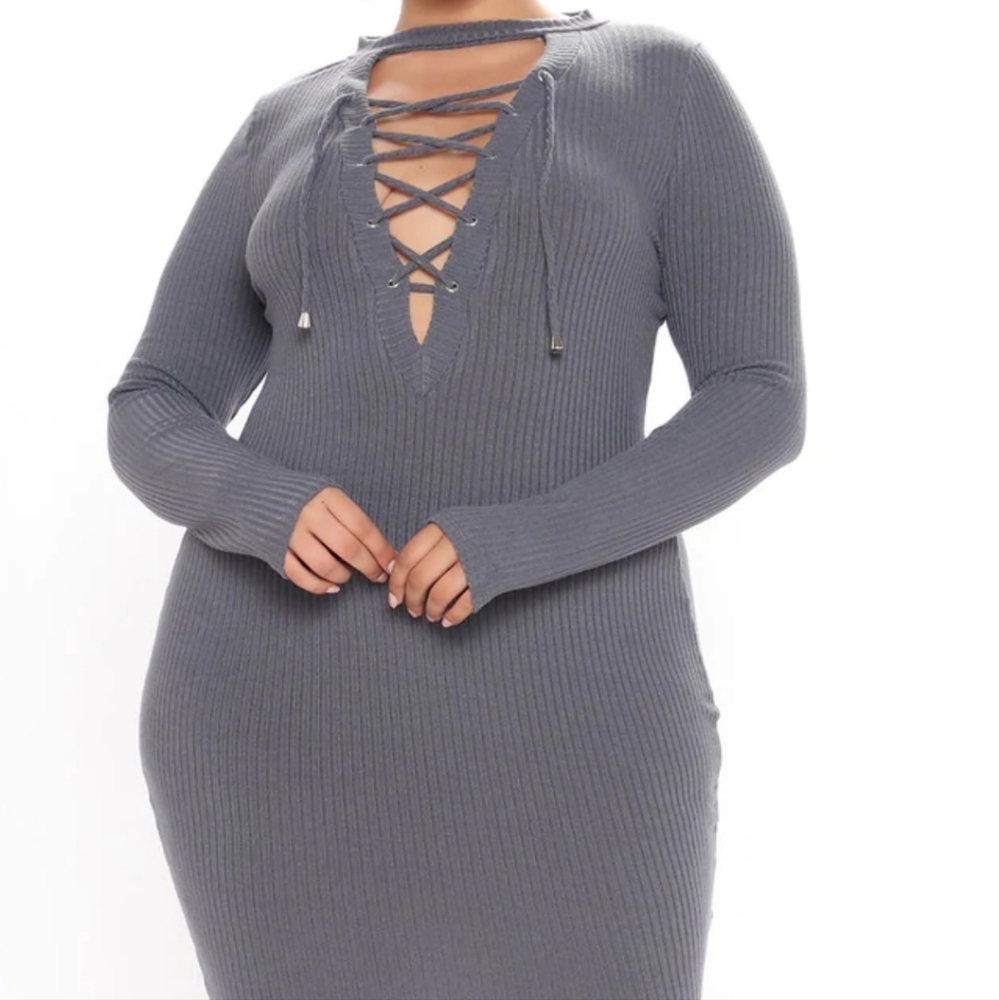 Laced up babe Mini dress in Charcoal